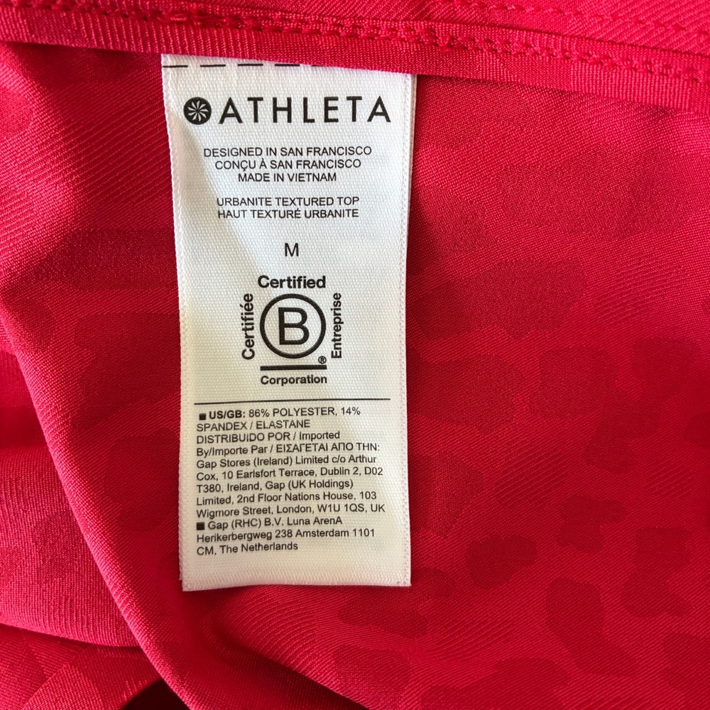 Athleta Urbanite Textured Red Button-Front Long Sleeve Shirt Sz M - Picture 7 of 10